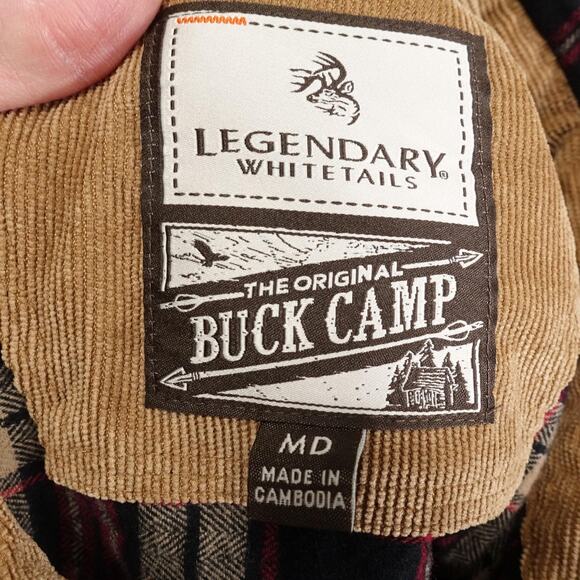 Legendary Whitetails Buck Camp Shirt Mens Medium Red Black Plaid Flannel Cotton - Picture 7 of 9